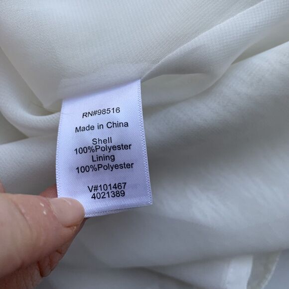 Coldwater Creek Blouse V-Neck Long Sleeve Button Down Sheer Cream Size Medium - Picture 5 of 7